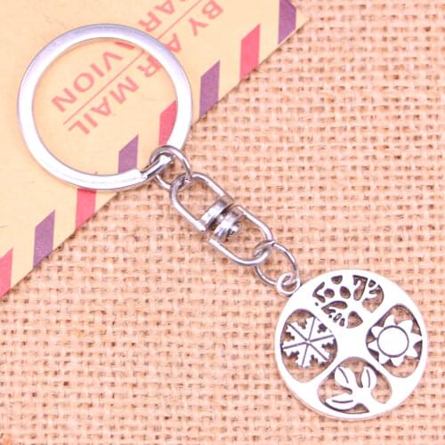 New Fashion Keychain 24 mm four seasons Spring Summer Fall Winter Pendants DIY Men Jewelry Car Key Chain Souvenir For Gift