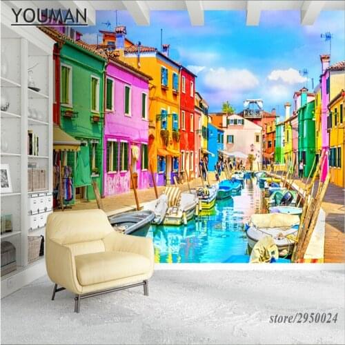 Wallpapers YOUMAN Customize Wallpaper Cities Italy Venice Street 3d Wallpaper Bathroom Waterproof Kitchen Embossed Non-Woven Art
