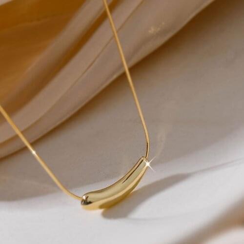 925 Sterling Silver Necklace Snake Chain Simple Fashion Water Drop Pendant Clavicle Necklace Exquisite Wedding Party Jewelry