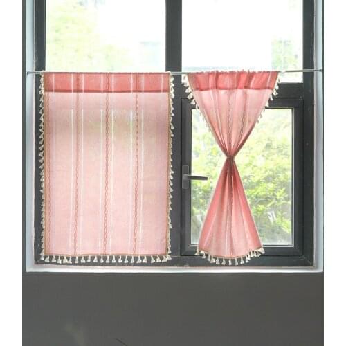 Bohemia Tassel Half Curtains Decorative Door Semi-Shading Kitchen Cafes Floating Curtains Cotton Linen Shoe Cabinet Partition