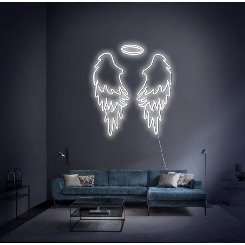 Drop Shipping Custom Neon Sign Аngel Wings Neon Sign Event Party Wedding Decor Angel LED Neon Light Home Room Wall Decor