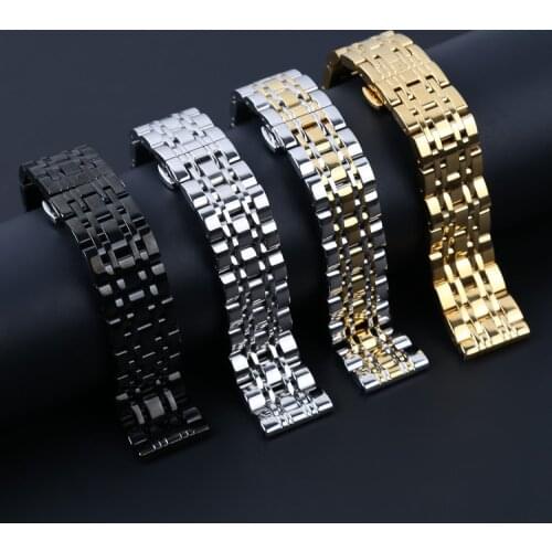 14 16 18 20 22mm Solid Stainless Steel Belt Watchband Watch Band Strap Straight Mouth Butterfly Buckle /Clasp for Wrist Watches