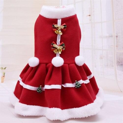 Christmas Dog Dress Winter Pet Dog Clothes Xmas Dog Outfit Cat Puppy Chihuahua Yorkshire Pomeranian Poodle Bichon Pet Costume