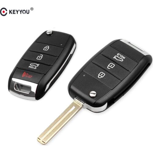 KEYYOU 10pcs Remote Flip Folding Car Key Shell 3/4 Buttons For KIA Carens Cerato Forte K2 K3 K5 Key Fob Case Housing
