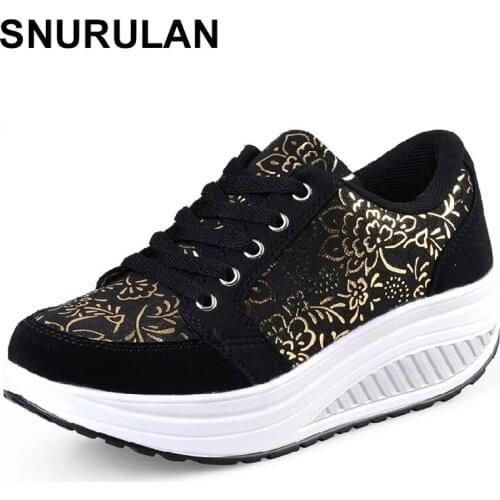 SNURULAN Women Toning Shoes Wedge Slimming Fitness Swing Shoes Woman Platform Height Increasing Breathable Sports Sneakers