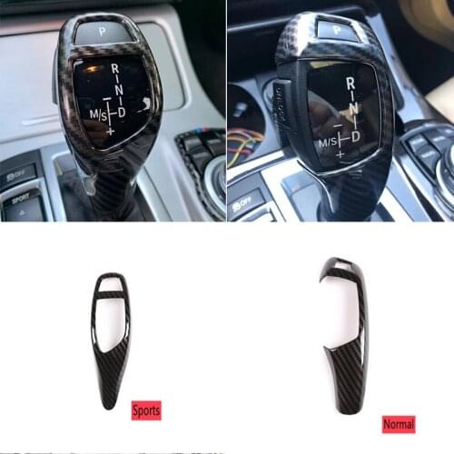 Carbon Fiber ABS Gear Shift Handle Sleeve Button Cover Stickers For BMW F20 F30 f10 f32 F25 X5 F15 X6 F16 Interior Accessories