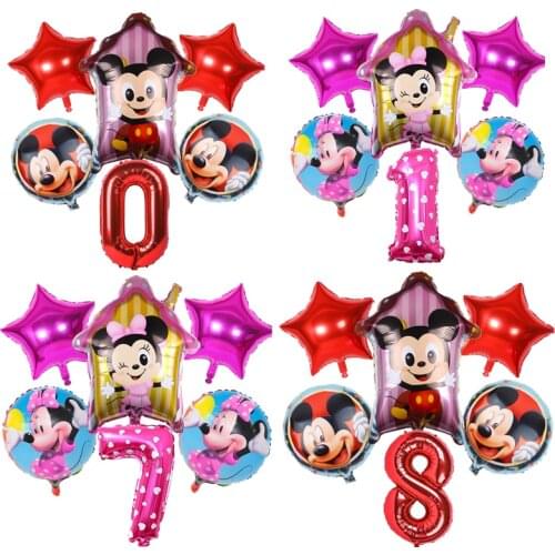 Disney Mickey Minnie Balloon Five-pointed Star Aluminum Film Balloon Combination Childrens Birthday Party Decor Baby Shower