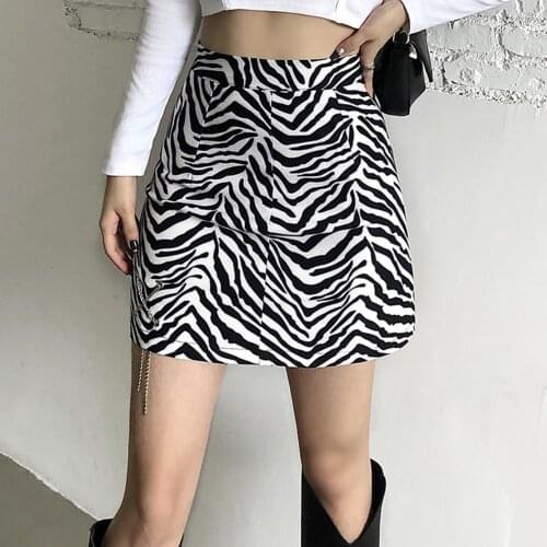 Women Fashion Zebra Pattern Bodycon Skirt Sexy Mini High Waist Pencil Skirts Slim Skirt Vintage Chic Street Ladis A-line Skirts