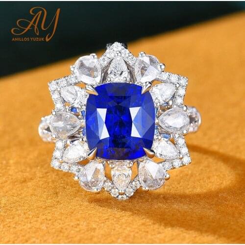 Anillos Yuzuk 925 Sterling Silver Rings For Women Blue Created Topaz Aquamarine Gemstone Wedding Birthstone Party Gift Jewelry