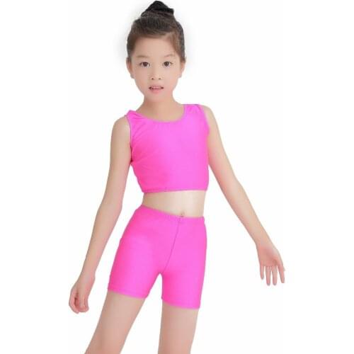Girls dance wear crop top and shorts nylon dancewear jazz tops dance shorts