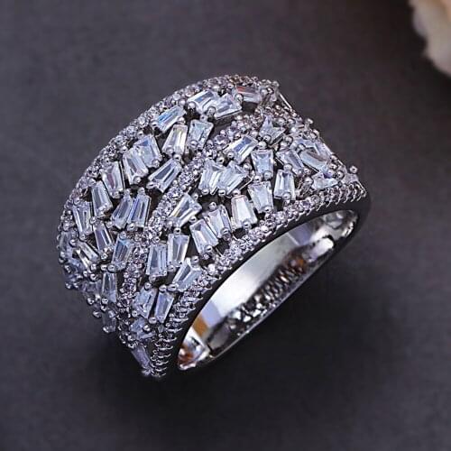 Famous Brand Luxury Big Winding Geometry Cubic Zironia CZ Ring For Women Wedding Dubai Unisex Bridal Finger Ring 2021