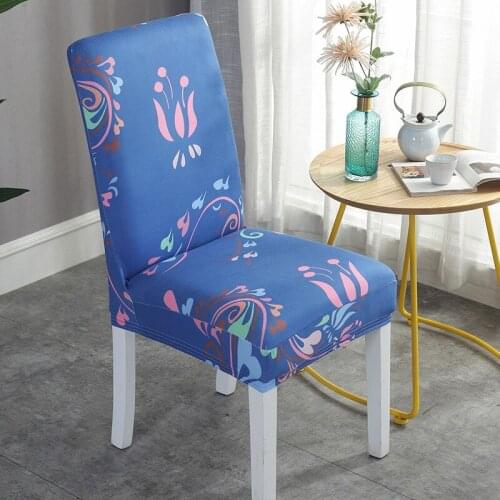 Printing Chair Cover Dining Elastic Chair Covers Multi-color Spandex Stretch Elastic Office Chair Case Anti-dirty Removable 1PC