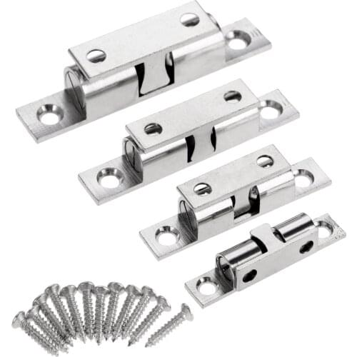 1Pc Silver 42/50/60/70mm Brass Touch Beads Lock Door Spring Clip Cabinet Door Catches Double Ball Catch Home Cupboard Door Latch