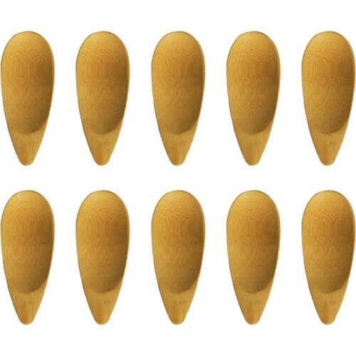 10pcs Bamboo Carbonized Teaspoon Small Stirring Spoon Coffee Jam Scoop for Home Office