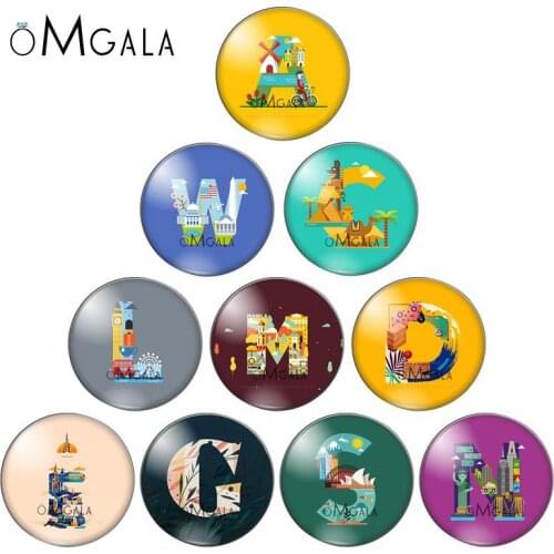 Creative personality letters 10pcs 12mm/14mm/16mm/18mm/20mm/25mm Round photo glass cabochon demo flat back Making findings