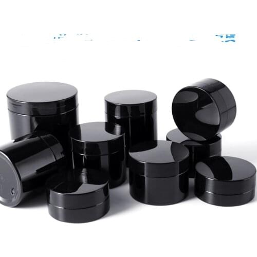 20pcs 50ml 80ml 100ml 120ml 150ml Black empty plastic cream jar, 200ml 250ml PET bottle,cosmetic packaging, cream pot with cap