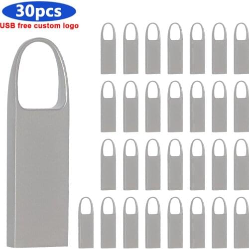30pcs free logo metal U disk memory stick usb2.0 flash drive 128gb Pendrive 64GB 16GB 8GB 4GB 32GB usb menoru stick u disk gift