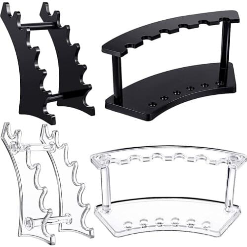 4Pcs 6-Slot Plastic Pen Holder Stand Vertical and Horizontal Pen Display Stand Eyebrow Pen Stand Makeup (Black, Clear)