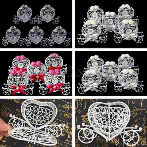 5Pcs Cinderella Carriage Candy Chocolate Boxes Birthday Wedding Party Favour New Party Gift Chrismas Hollow Box Decor