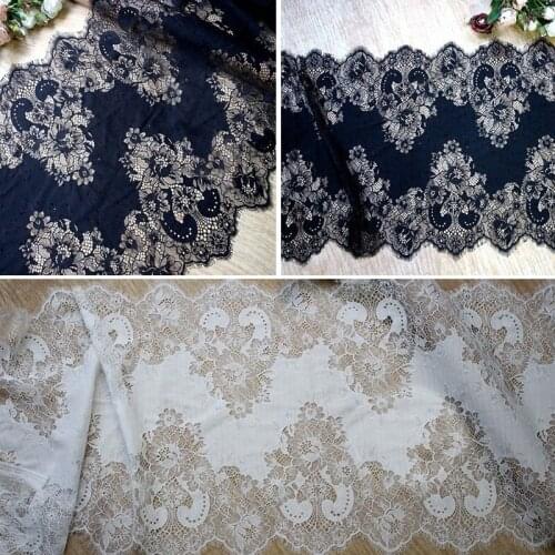 6m/pack Free Shipping Width 43cm White Black DIY Exquisite Classic Eyelash Lace Decoration Embroidery Lace Fabric