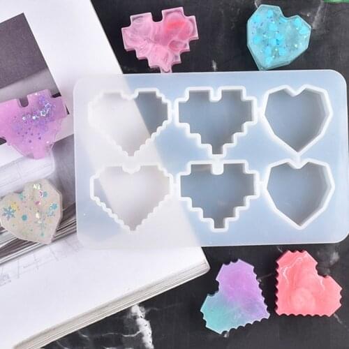 6 pixels of love silicone mold DIY epoxy pendant, keychain, earrings and other jewelry accessories mould