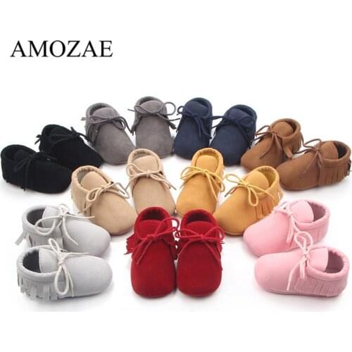 9 Color New Suede PU Leather Baby Shoes Baby Girls Boys Tassel Shoes For Newborn Baby Lace-up Indoor Casual Sneaker For 0-18M