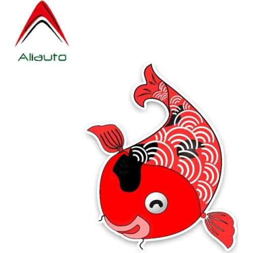 Aliauto Lucky Car Stickers Red Fish Accessories PVC Decals Cover Scratches for Volkswagen Polo Golf Chevrolet Opel ,12cm*10cm