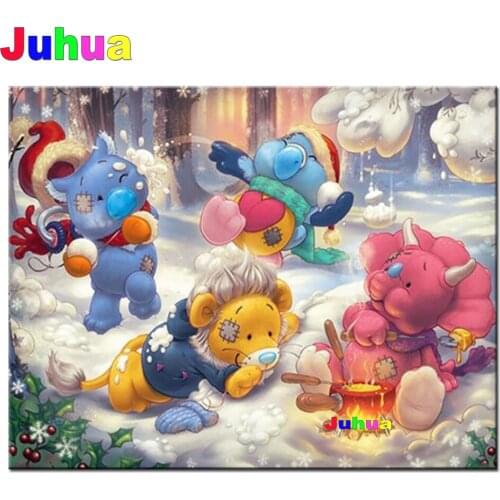 5D DIY Diamond Painting Cartoon Bear Handicraft Full Square Diamond Embroidery Winter Ragdoll Mosaic Baby Room art,home Decor