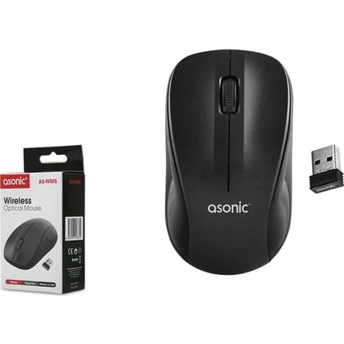 ASONIC AS-WM5 USB OPTICAL WIRELESS MOUSE BLACK
