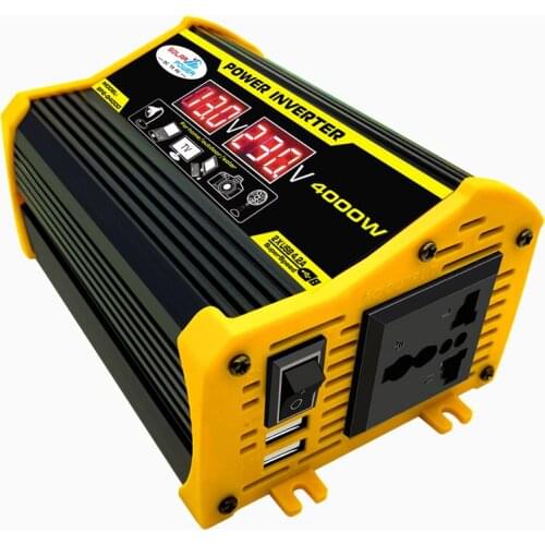 4000W Car Power Inverter Converter Adapter 12V to 110/220V Voltage Transformer LED Display Dual USB Home Car Modified Sine Wave