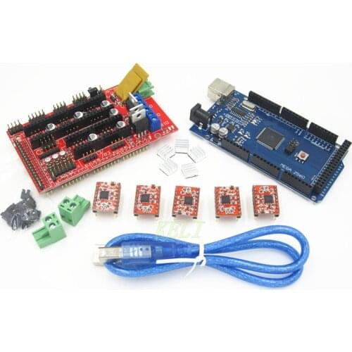 Free shiping RAMPS 1.4 3 D printer control panel kit Mega 2560 R3+1pcs RAMPS 1.4 Controller + 5pcs A4988 Stepper Driver Module