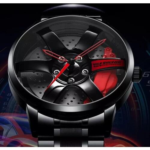 2021 Unique Rim Watch Hub Custom Design Sports Car Rim Sports Watch Waterproof Creative Male Watch Mens Wheel Wristwatch Clock