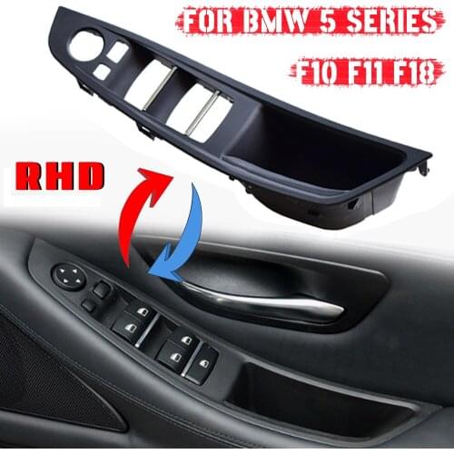 For BMW 5 series F10 F11 F18 Black Car Interior Inner Door Handle Panel Pull Trim Cover RHD Right Hand Drive