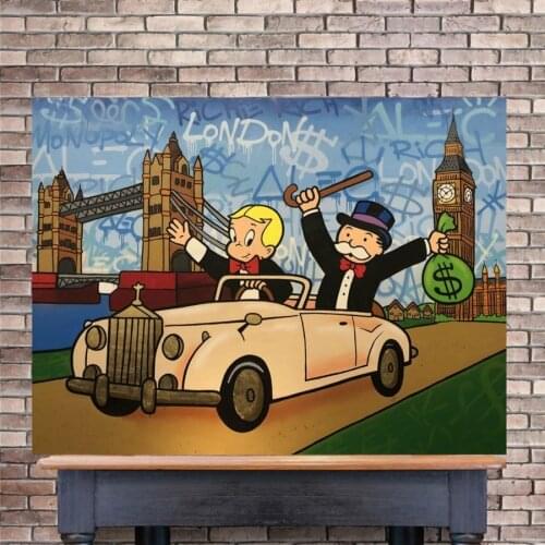 Home Decor Graffiti Modular Poster Alec Monopoly Pictures Wall Art Canvas Richie Rich Printed Money Painting Living Room Modern