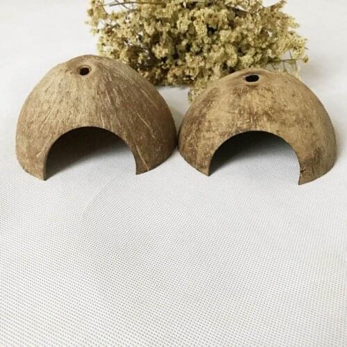 Reptile Hide Cave Natural Coconut Lizard Spider Habitat Turtle Shrimp House Aquarium Fish Tank Decor A1