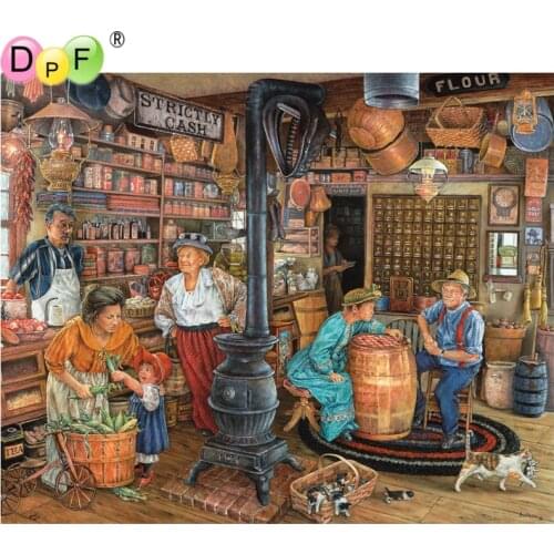 DPF diamond embroidery Lively bistro diamond painting cross stitch crafts diamond mosaic kit full square needlework home decor