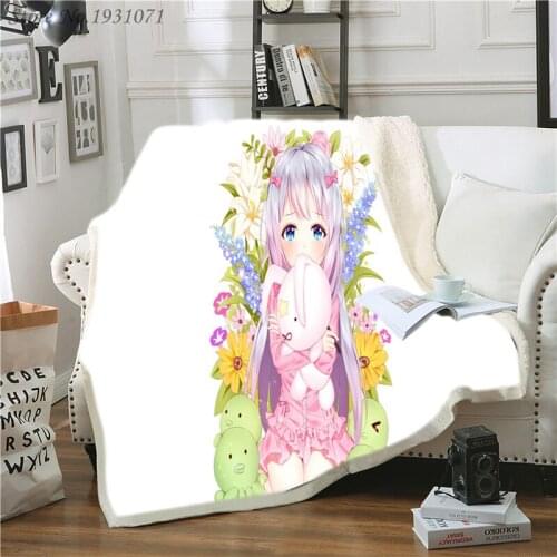 Anime Eromanga Sense Izumi Sagiri 3D Printed Fleece Blanket for Beds Thick Quilt Bedspread Sherpa Throw Blanket Adults Kids 07