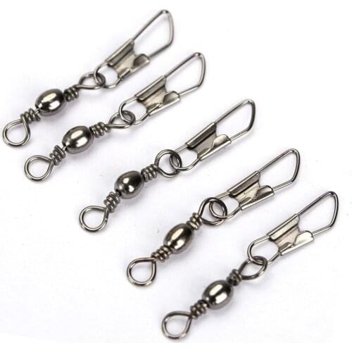 Hot 100pcs Fishing Barrel Swivel Pin Connector Solid Rings with Interlock Snap DO2