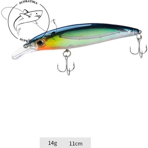 Artificial Minnow Luminous Floating Wobbler 11cm/14g Fishing Lure Hard Bait Diving depth 0-1.5M Freshwater Plastic Fishing Bait