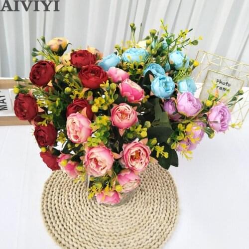 Artificial silk flower Gypsophila peony bouquet wedding decoration peony fake flowers home decoration cheap flowers