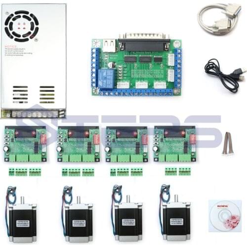 CNC kit 4 axis controller kit, Nema23 76mm 3A stepper motor + CNC 4 Axis TB6560 Stepper Motor Driver +250W Power supply