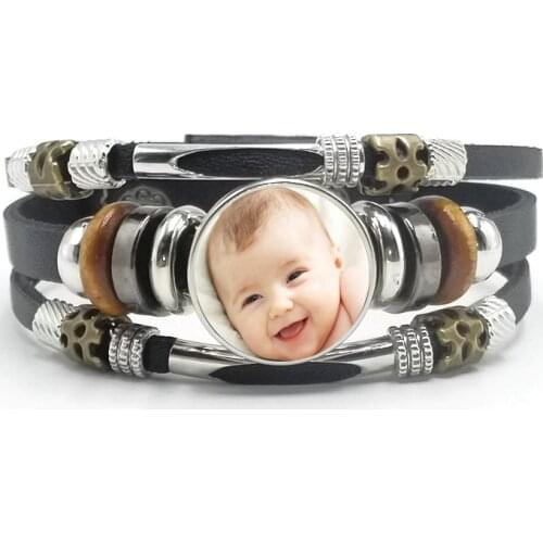 Personalized Photo Private Custom Bracelet Dad Mom Siblings Kids Art Photo Custom Leather Bracelet