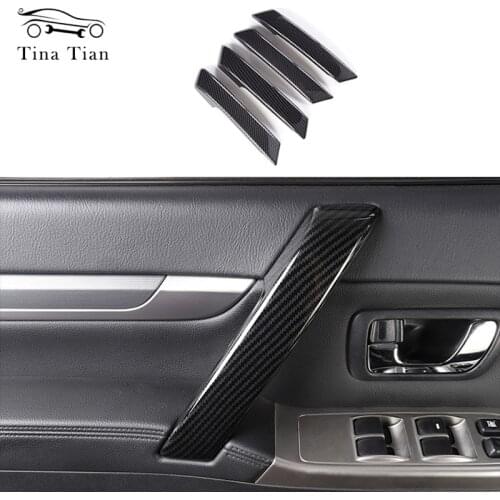 4 pieces for Mitsubishi PAJERO 2007 -2019 Auto parts Carbon Fiber Color Side Door Handle Cover