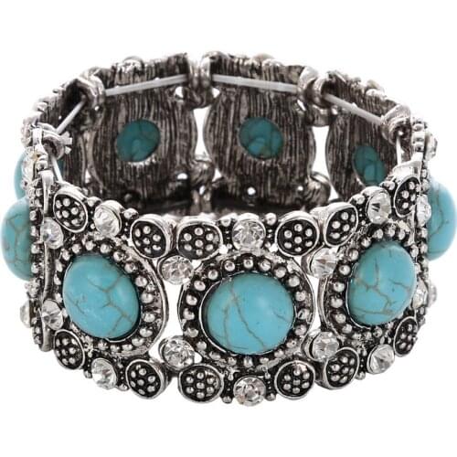 LOVBEAFAS Fashion Vintage Boho Bracelets Bangles For Women Ethnic Crystal Rhinestone Adjustable Femme Bracelets Accessories