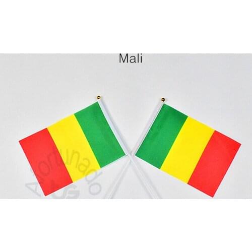 Mali 14*21cm 10pieces Banner Hand waving Flag Mali National Flag for meet,Parade,party.Hanging,decoration