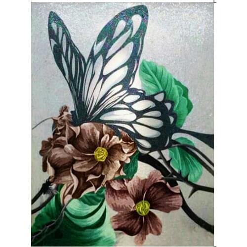 Customized Butterfly Mosaic Mural for Home Improvement Living Room Decoration European Style Ice Jade Glass Mosaic Wall Sticker