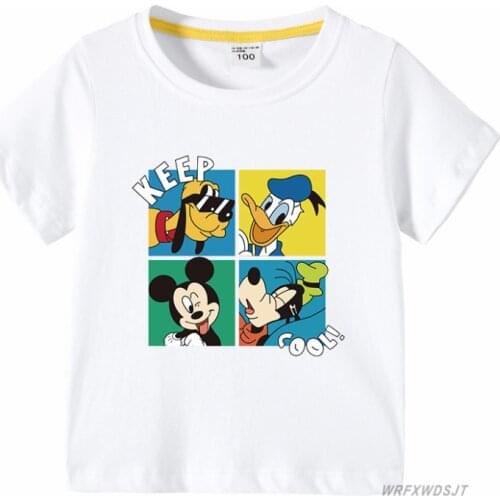 New Disney Design Kids Baby Summer T Shirt Cartoon Mickey Tops Childrens Casual Clothing Cotton T-shirt For Girls Boys Clothes