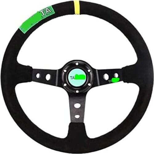 JDM TA Universal Racing Steering Wheel 14 Inch 350MM Drifting Volante Black Suede Deep Dish Steering Wheel With Logo