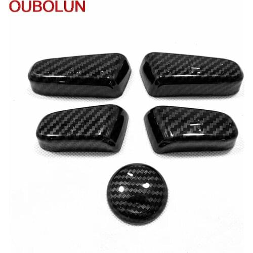 OUBOLUN For Hyundai Tucson 2019 Front Seat Adjust Switch Button Cover Trim Interior Accessories ABS Chrome Sliver Carbon Fiber