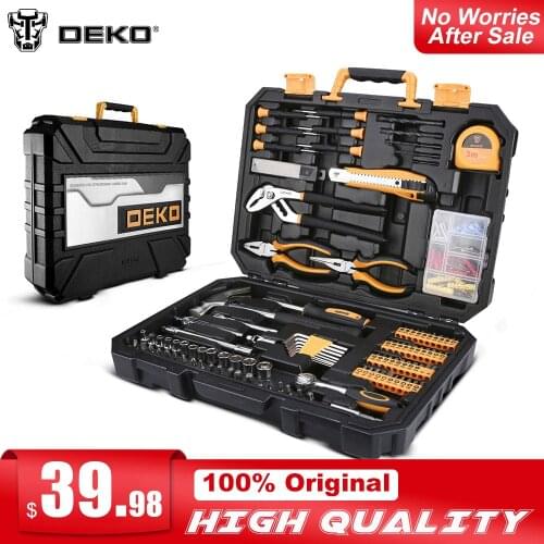 DEKO 196 Pcs Professional Car Repair Tool Set Auto Ratchet Spanner Screwdriver Socket Mechanics Tools Kit W/ Blow-Molding Box